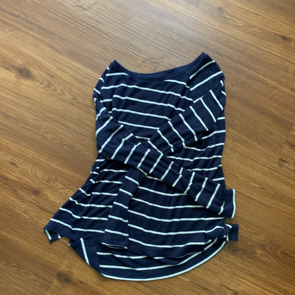 Navy and white striped long sleeve